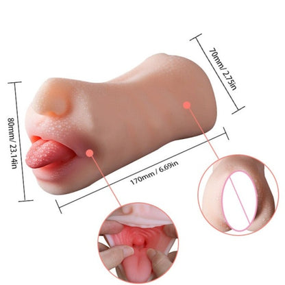 Opzione di riscaldamento artificiale della masturbator-2EN1-Mmouth e della vagina degli uomini