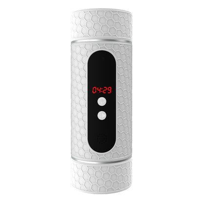 Masturbateur blanc Double Entrée Vibrant Bouche Vagin avec Timer 